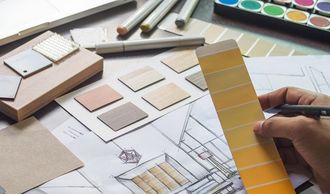 Architect designer Interior creative working hand drawing sketch